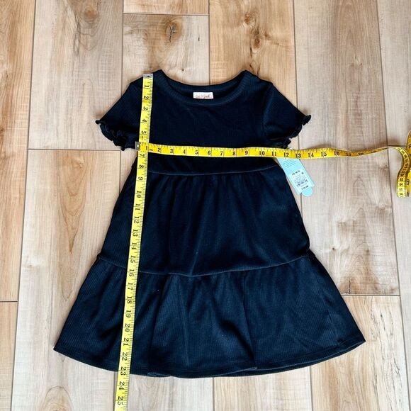 NWT Cat & Jack Girls Ribbed Short Sleeve Dress Black Size XS (4/5) - Picture 3 of 9